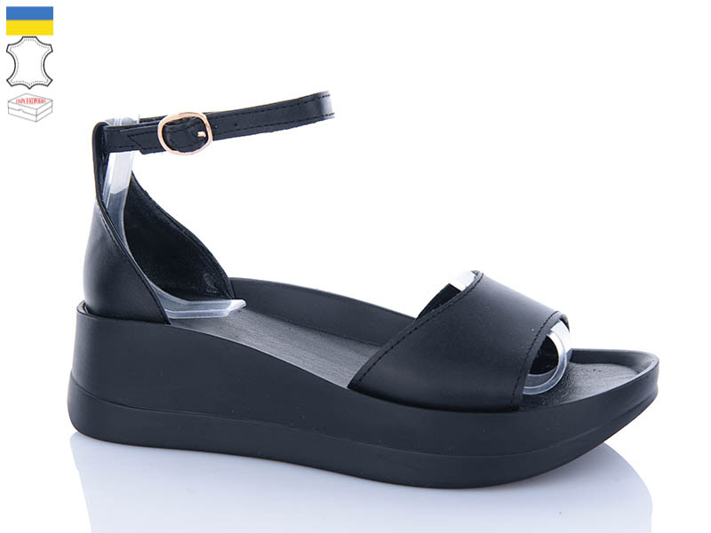 Босоножки Garti (36-40) 0199 чорна шкіра (лето)