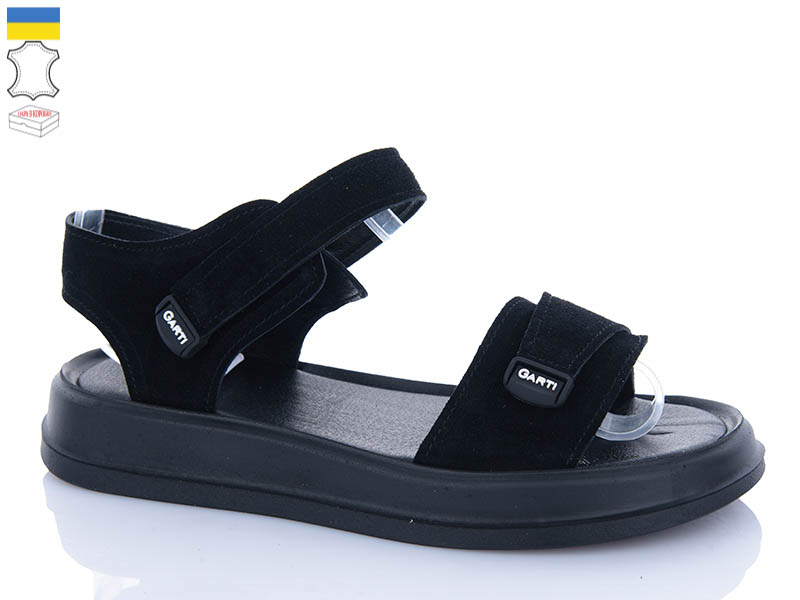 Босоножки Garti (36-40) 0136 чорний замш (лето)