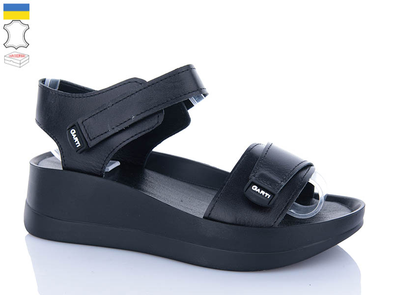 Босоножки Garti (36-40) 0196 чорна шкіра (лето)