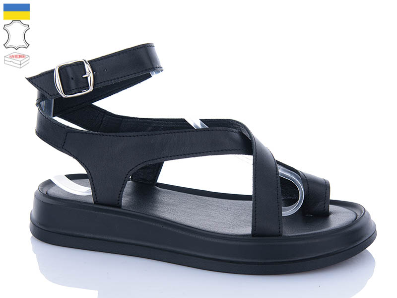 Босоножки Garti (36-40) 0191 чорна шкіра (лето)