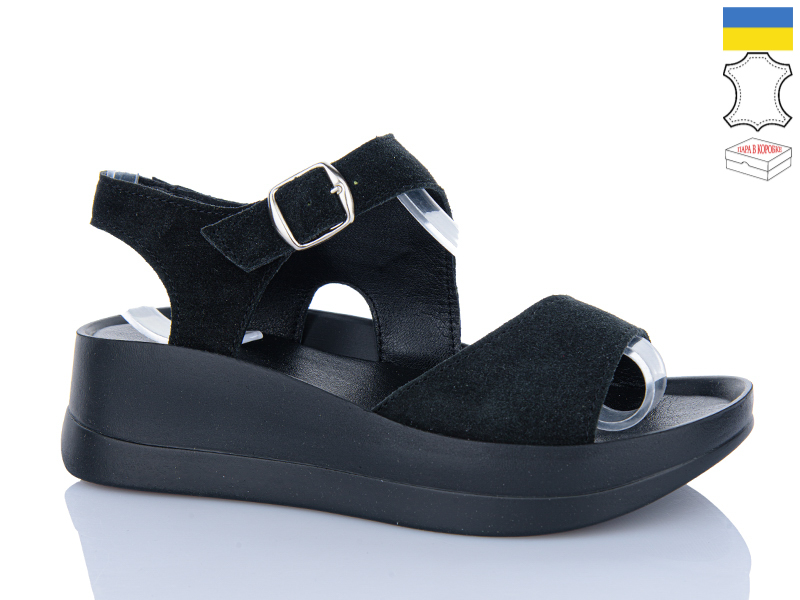 Босоножки Garti (36-40) 2138 чорний замш (лето)