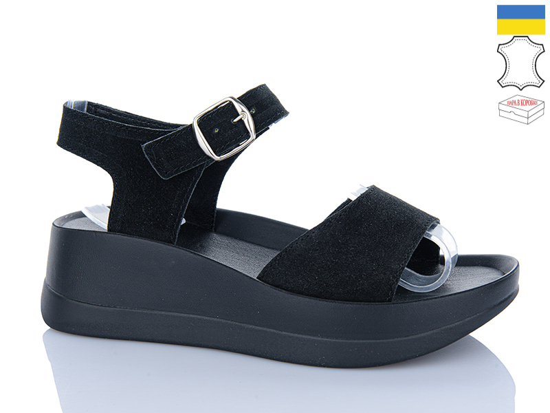 Босоножки Garti (36-40) 0179 чорний замш (лето)