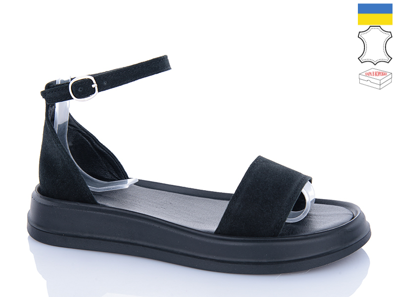Босоножки Garti (36-40) 0183 чорний замш (лето)