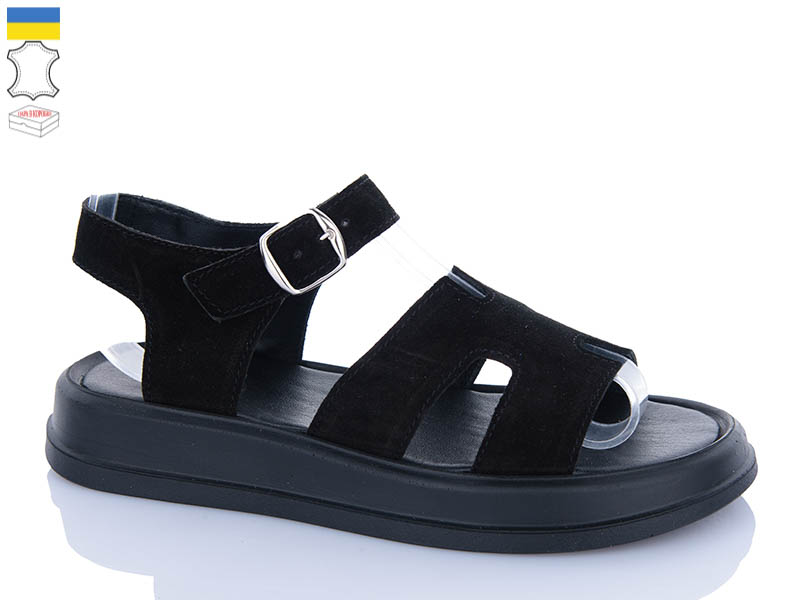 Босоножки Garti (36-40) 2194 чорний замш (лето)