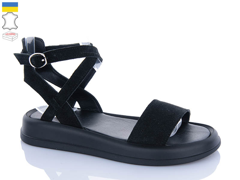 Босоножки Garti (36-40) 0145 чорний замш (лето)