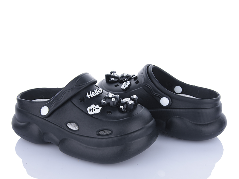Кроксы Lion-Lu (36-41) 8893 black (лето)