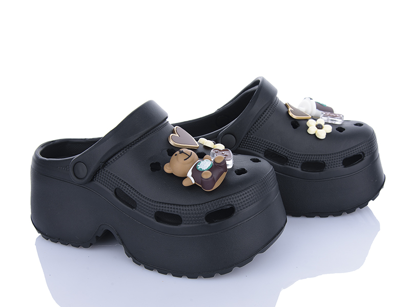 Кроксы Lion-Lu (36-41) 8895 black (лето)