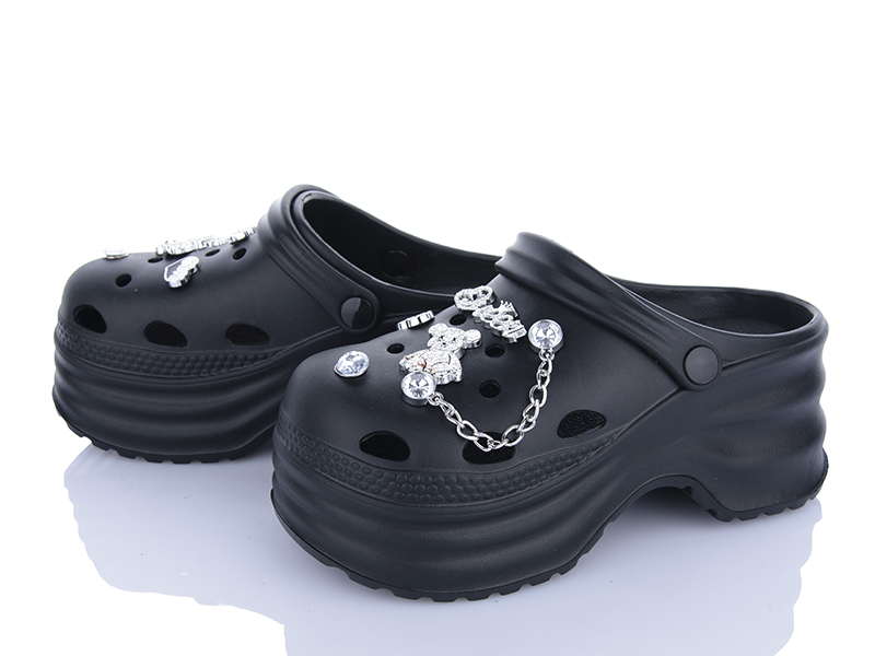 Кроксы Lion-Lu (36-41) 8897 black (лето)