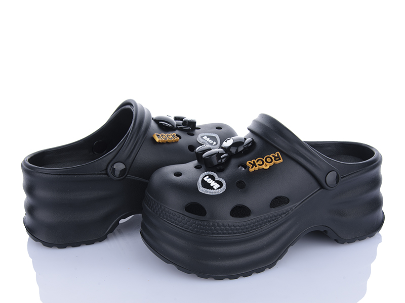 Кроксы Lion-Lu (36-41) 8898 black (лето)