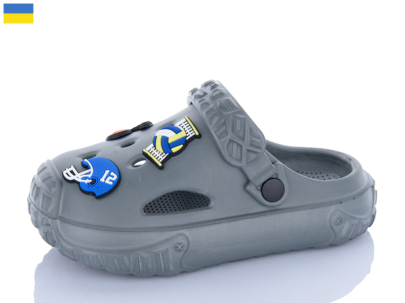 Кроксы ALEX M&L (24-35) ML3001 сірий джибітси асорті (лето)