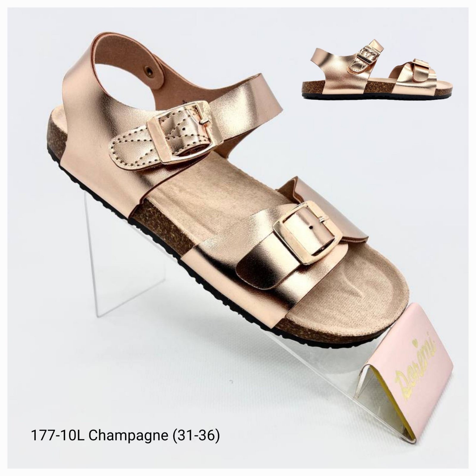 Босоножки DvaClibee (31-36) Apa-177-10L champagne (лето)