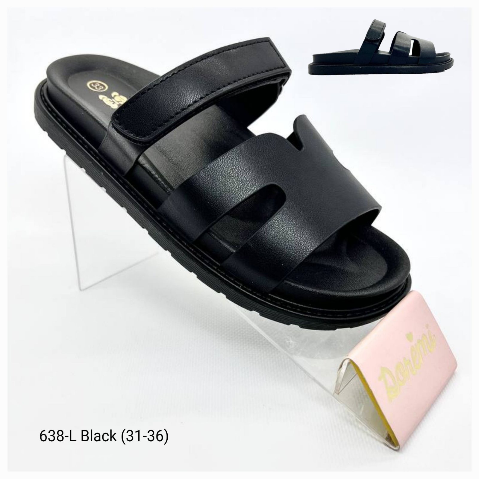 Шлепанцы DvaClibee (31-36) Apa-638L black (лето)