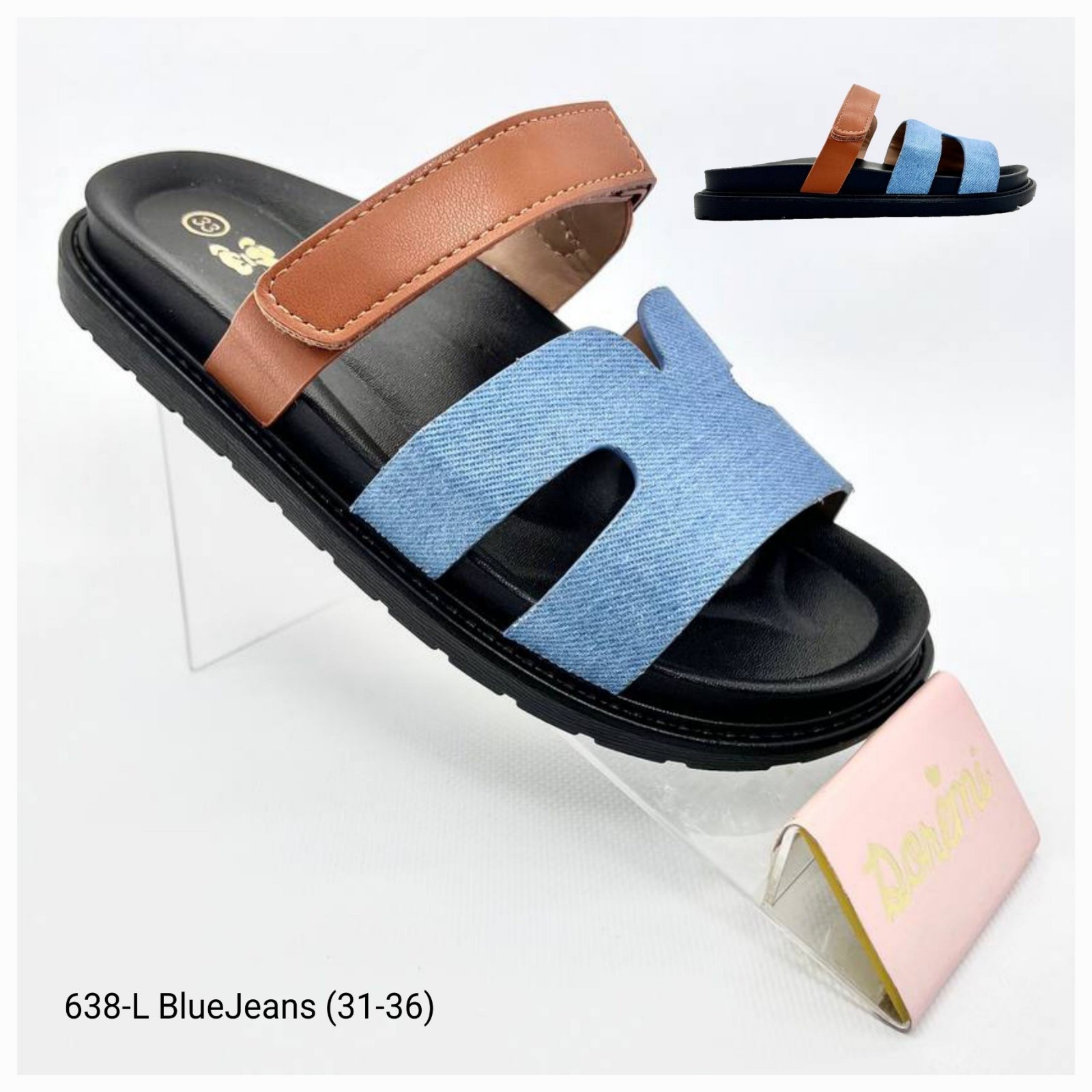 Шлепанцы DvaClibee (31-36) Apa-638L blue-jeans (лето)