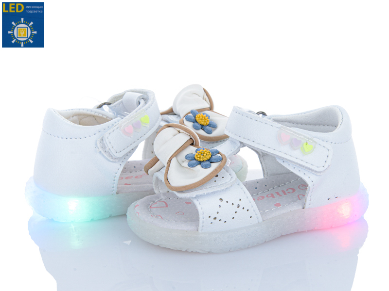 Босоножки Clibee (19-24) ZA80 white LED (лето)