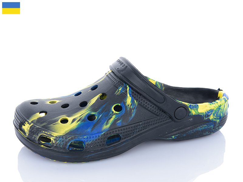 Кроксы Inblu (40-45) SV018 папуга-чор-жовтий (лето)