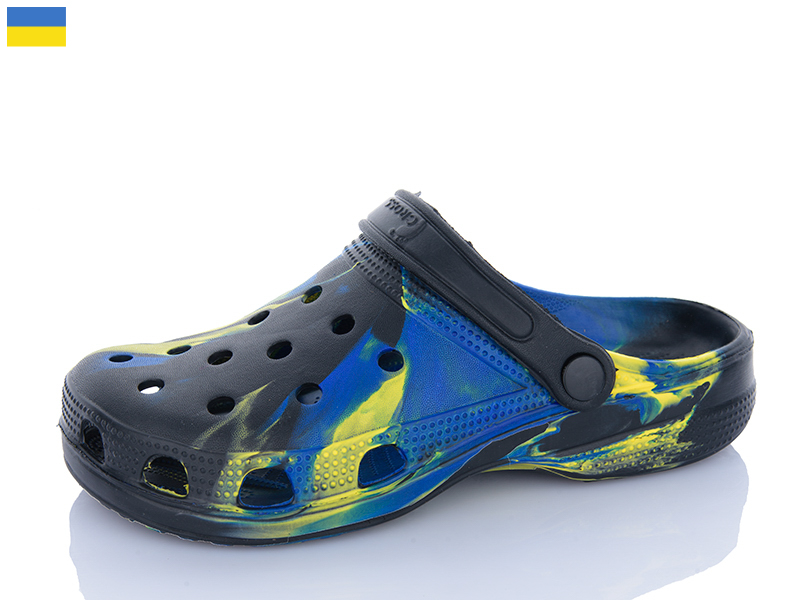 Кроксы Inblu (36-41) SV18 папуга-чор-жовтий (лето)