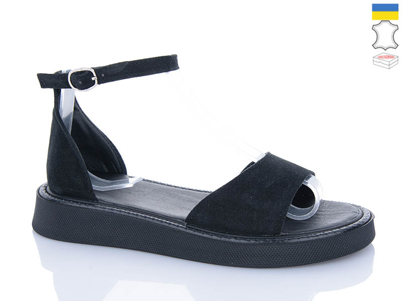 Босоножки Garti (36-40) 0148 чорний замш (лето)