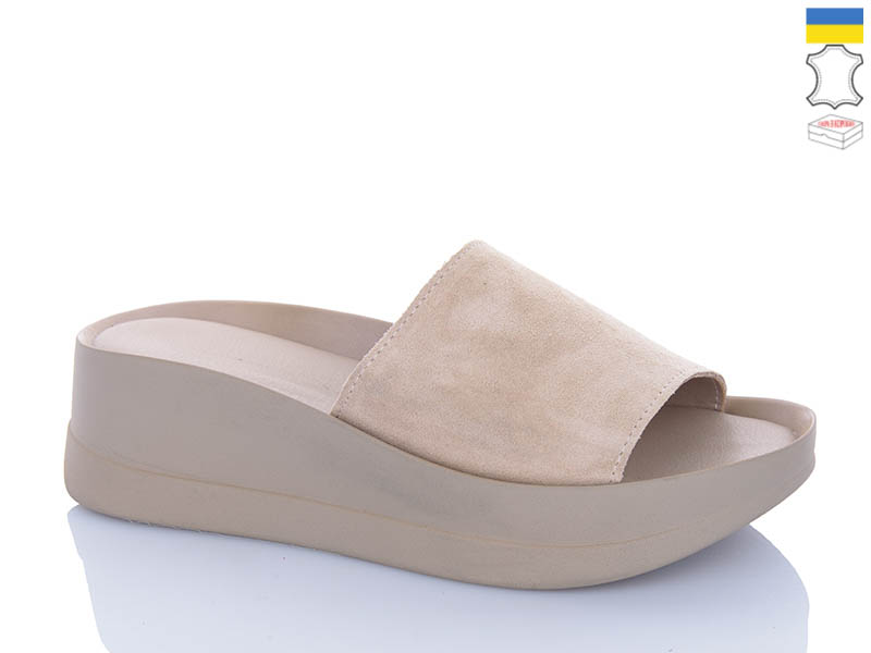 Шлепанцы Garti (36-40) 0133 беж замш (лето)