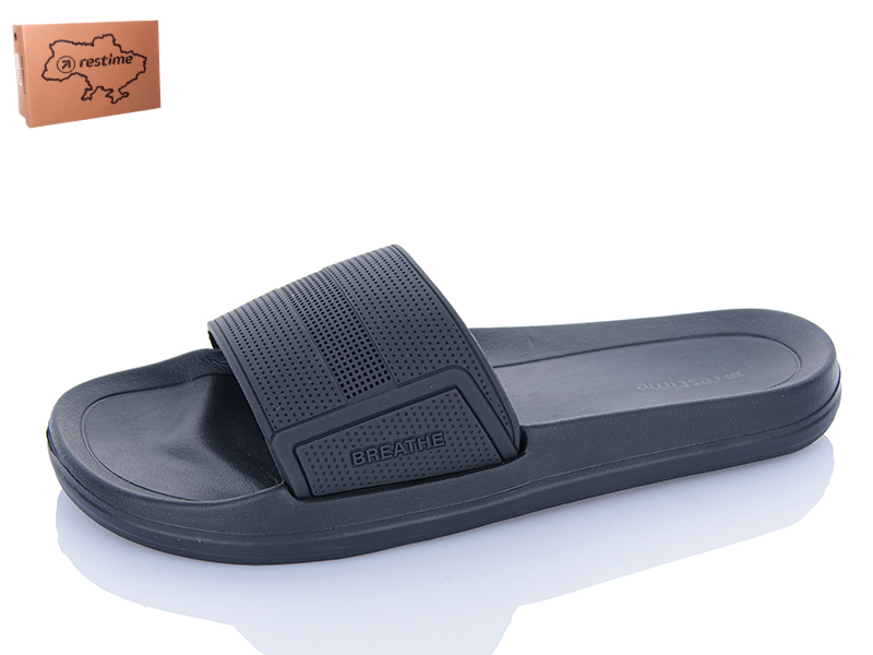 Шлепанцы Restime (41-46) TML25962 black (лето)
