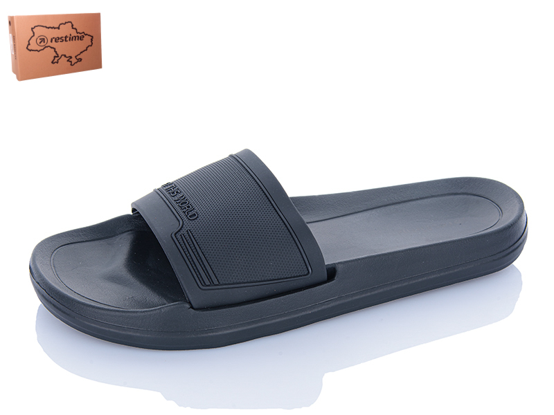 Шлепанцы Restime (41-46) TML25963 black (лето)