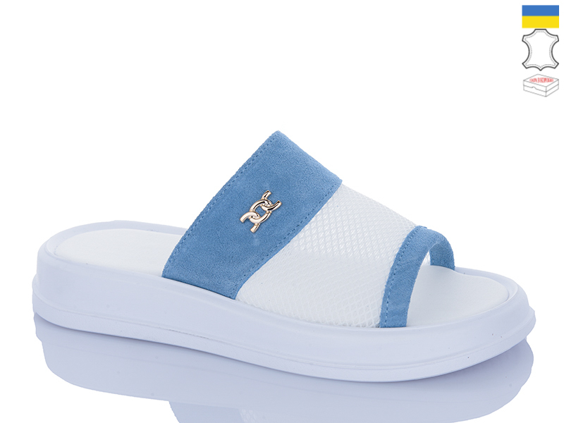 Шлепанцы Sali (36-40) 230 блакитний з біл-п. (лето)