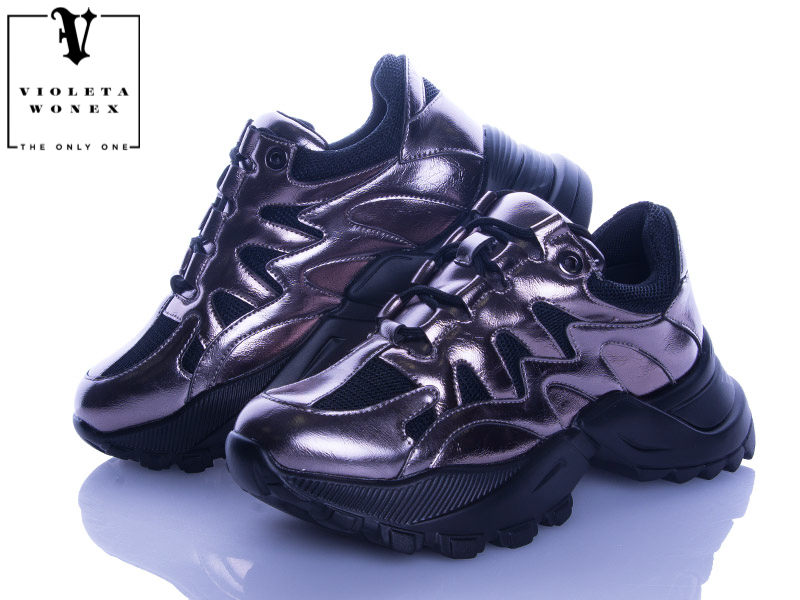 Кроссовки VIOLETA (36-41) 166-14 black-silver (деми)