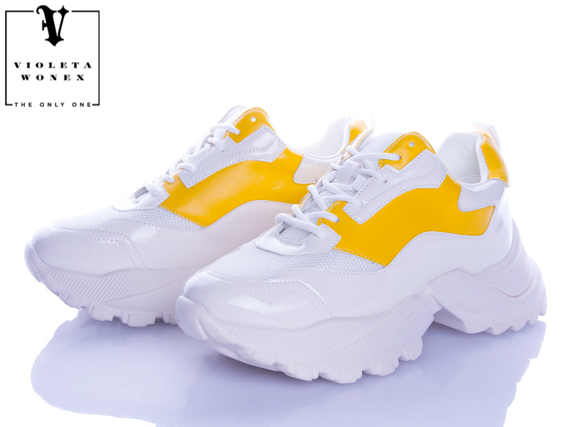 Кроссовки VIOLETA (36-41) 166-12 white-yellow (деми)