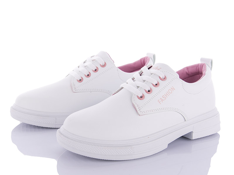Туфли VIOLETA (36-41) 169-13 white-pink (деми)