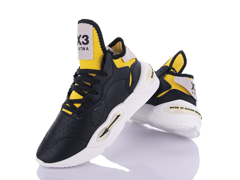 Кроссовки VIOLETA (36-41) 177-18 black-yellow (деми)