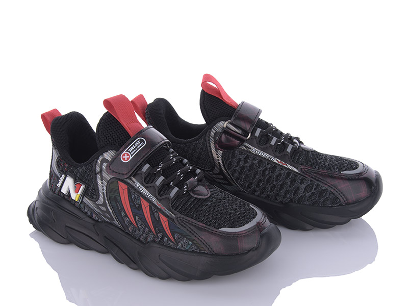 Кроссовки VIOLETA (32-37) G18-5022 black-red (деми)