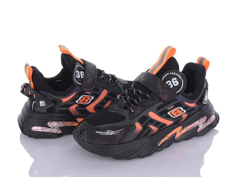 Кроссовки VIOLETA (32-37) G19-5015 black-orange (деми)
