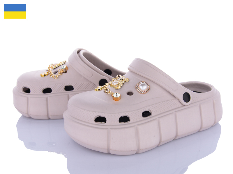 Кроксы Roks (36-40) 152-7 бежевий (лето)