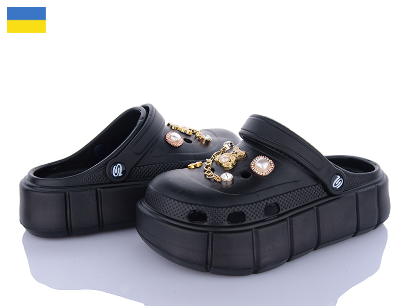 Кроксы Roks (36-40) 152-7 чорний (лето)