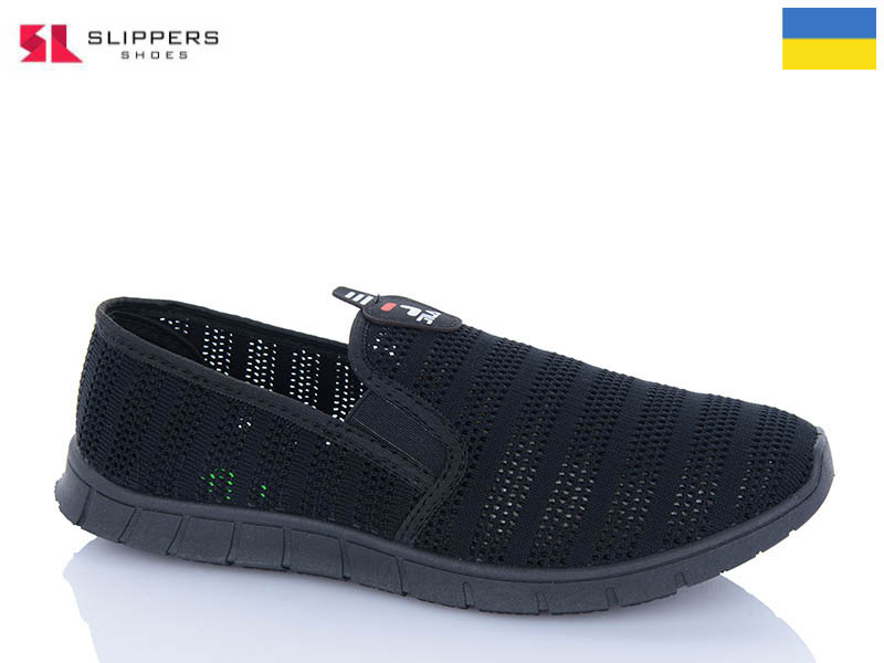 Слипоны Slipers (41-45) 4100 чорний (лето)
