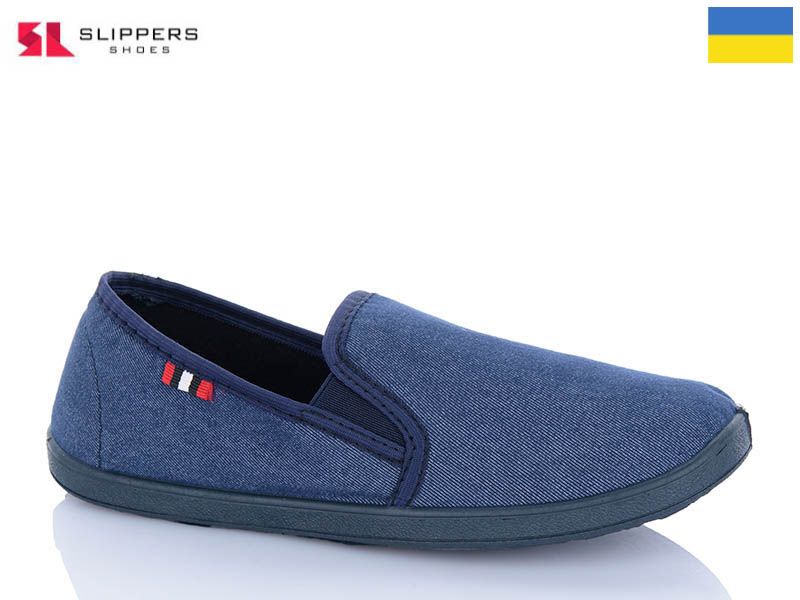 Слипоны Slipers (41-45) Джинс синій (деми)