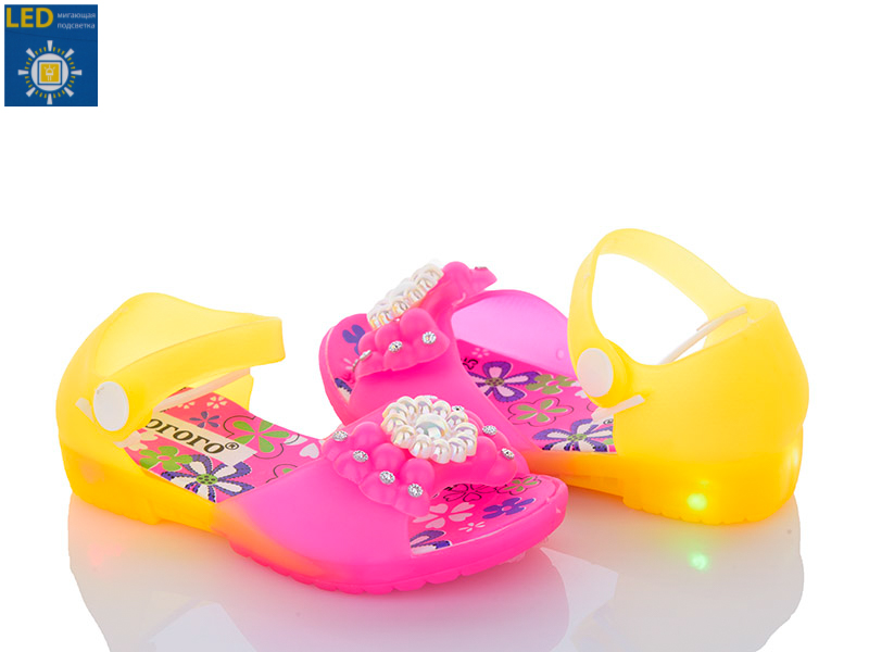 Босоножки Obuv OK (24-29) 005 pink-yellow LED (лето)