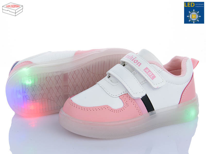 Кроссовки Wei Wei (26-30) 10-2 pink LED (деми)