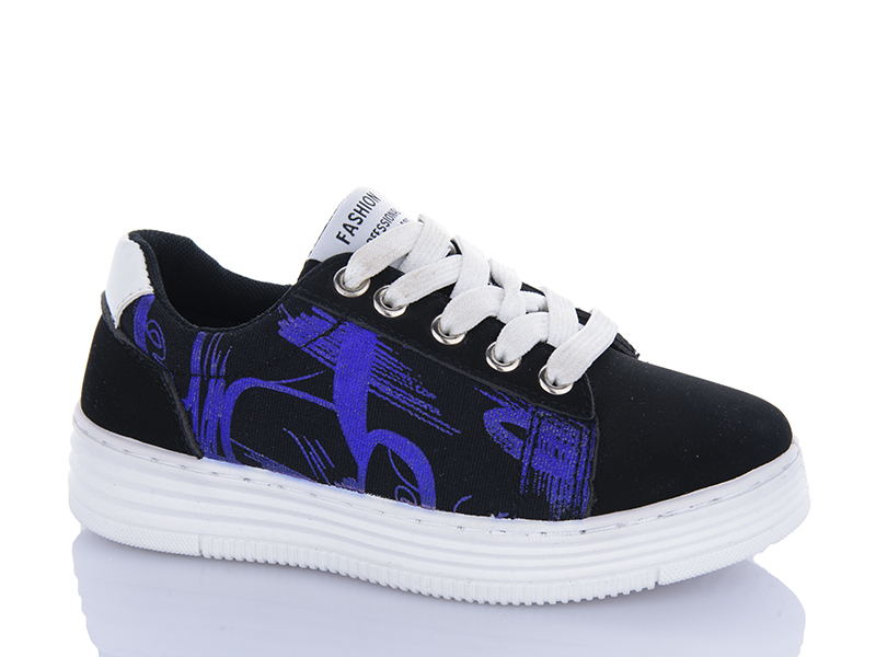 Кроссовки Comfort-baby (33-38) 668-1 чор-фіолет.(33-38) (деми)