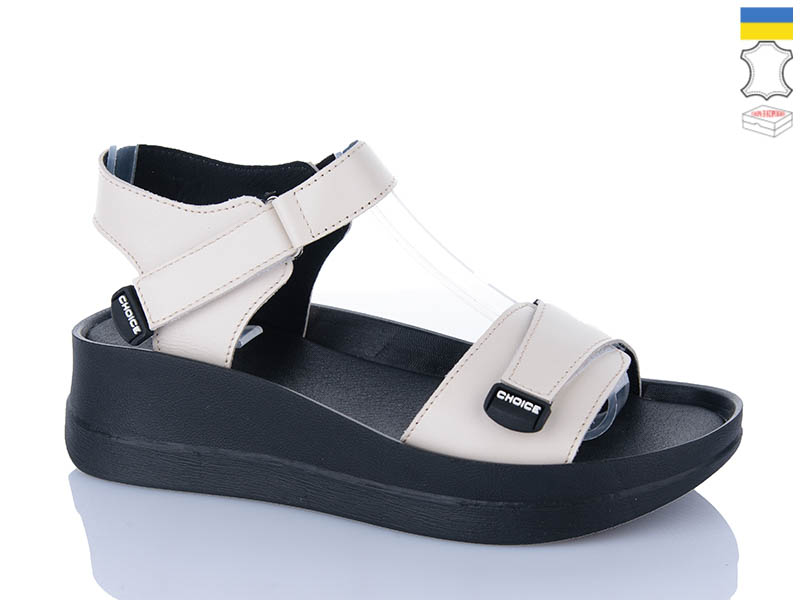 Босоножки Sali (37-41) 701 бежевий чор-п. (лето)