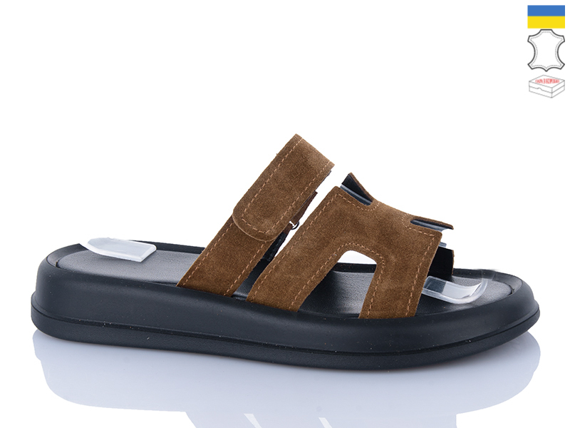 Шлепанцы Sali (36-40) 1501-25 camel з чор-п. (лето)
