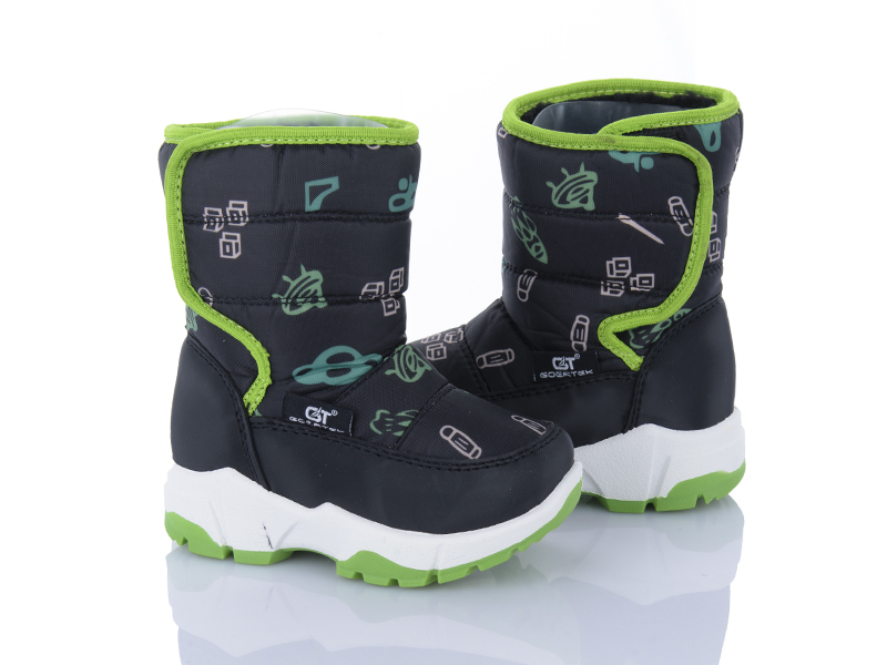 Дутики Цветик (22-27) A203 black-green (зима)