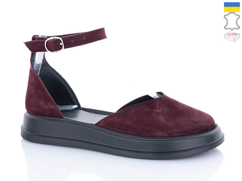 Туфли Sali (37-41) 2225 бордовий з чор-п. (лето)
