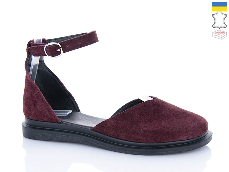 Туфли Sali (37-41) 2225-065 бордовий з чор-п. (лето)