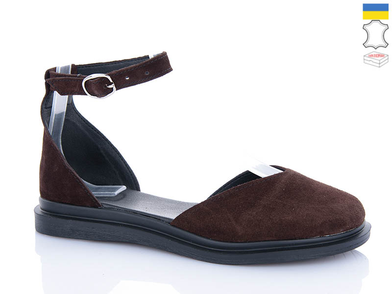 Туфли Sali (37-41) 2225-065 коричневий з чор-п. (лето)