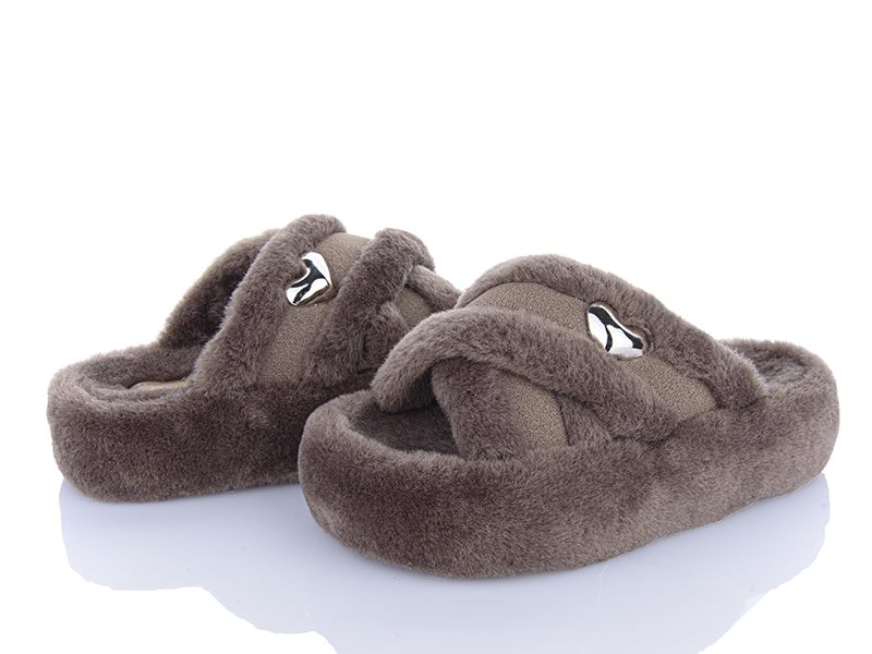 Тапочки Clibee (35-40) M998 brown (зима)