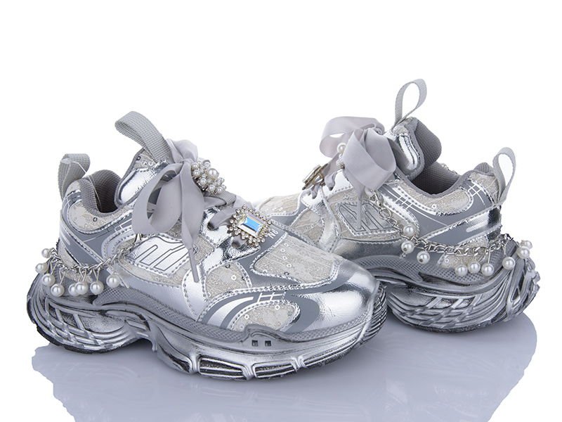 Кроссовки Clibee (31-37) AD866530-1 silver (деми)