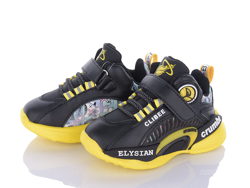 Кроссовки Clibee (26-31) L353 black-yellow (деми)