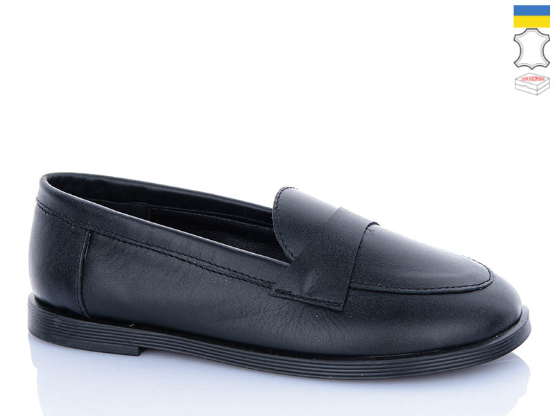 Туфли Garti (36-41) 408 чорний шкіра (деми)