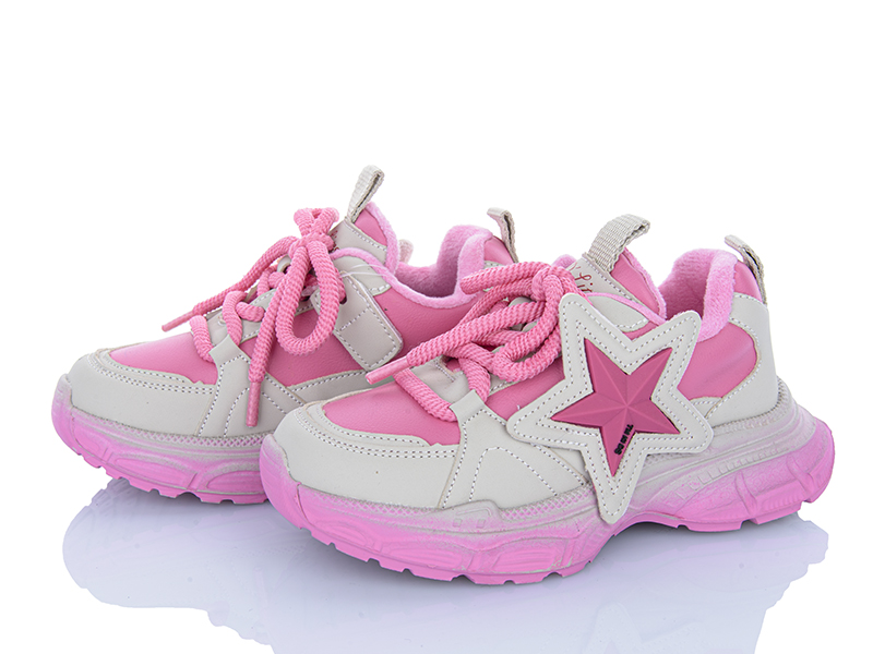 Кроссовки Clibee (31-37) AB610-1 фліс grey-pink (деми)