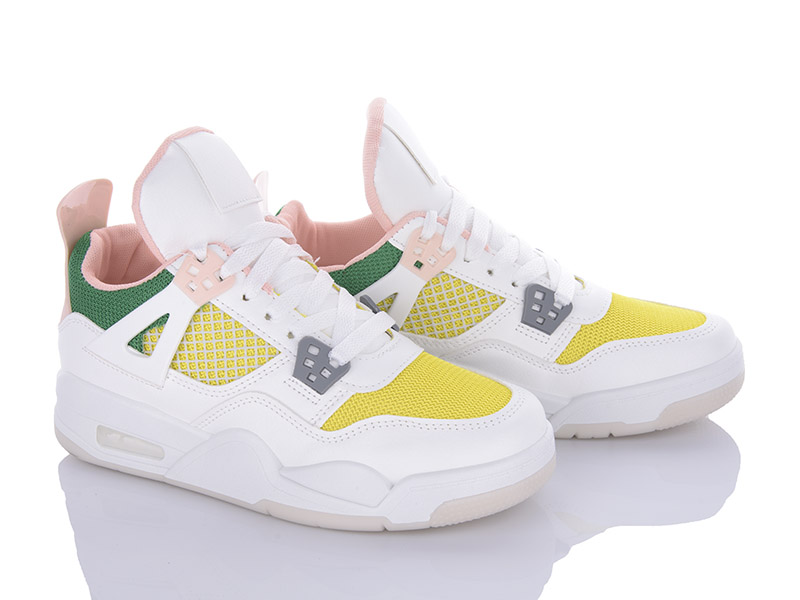 Кроссовки Violeta (36-41) 143-24 white-yellow-green (деми)